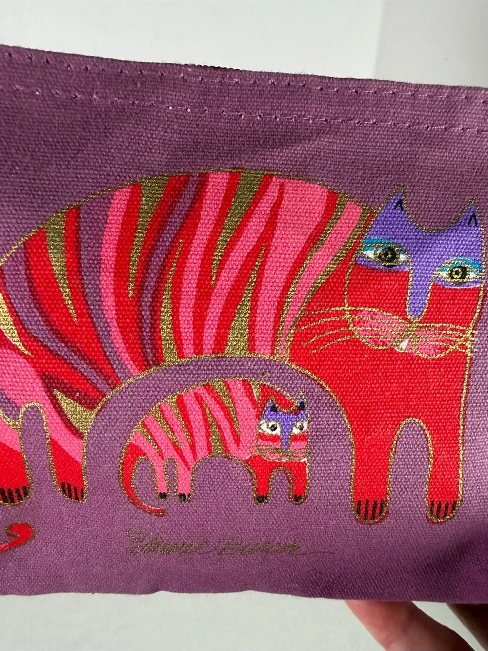 NWOT Laurel Burch Fantastic Felines Cat Organizer Makeup Jewelry Zip Bag Vintage